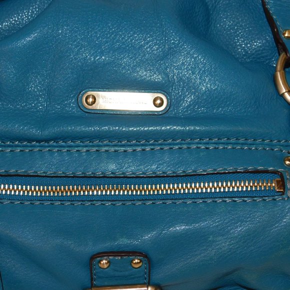 MICHAEL KORS Satchel Barrel Leather Handbag Large Turquoise - Picture 2 of 14